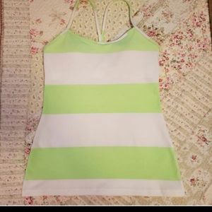 Lululemon Bold Stripe Zippy Green Power Y Tank size 8
